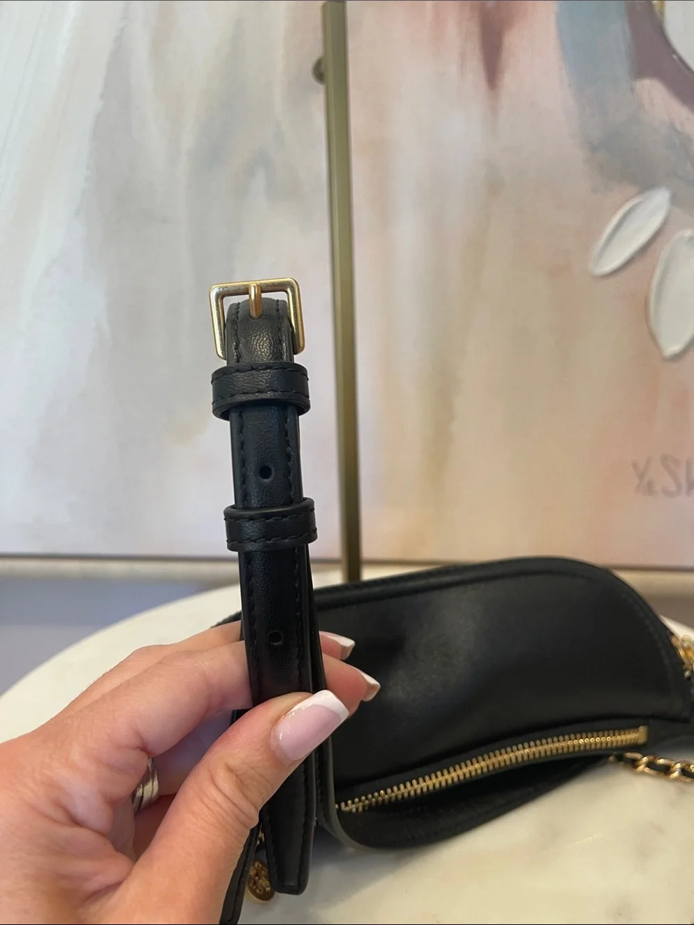 NWOT Tory Burch Black Quilted Leather Mini Belt Bag with Tassel